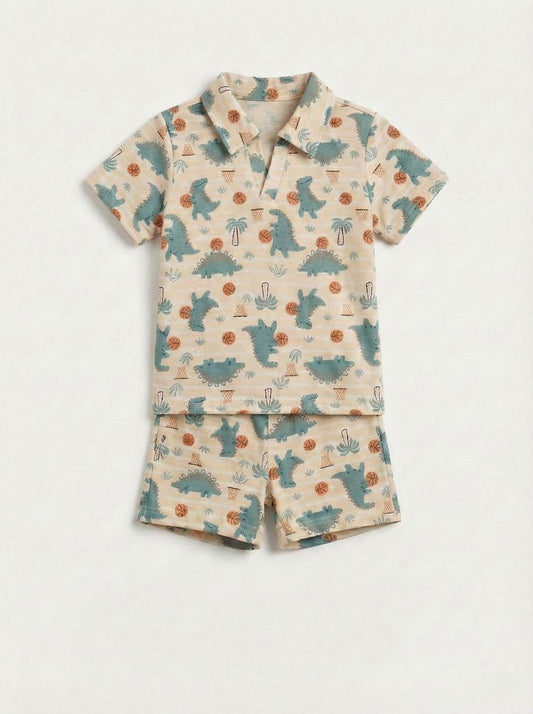 RESERVED Boys Dino Mite Polo & Shorts Set