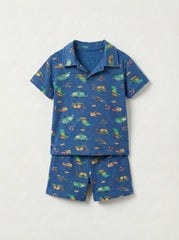 RESERVED Boys Dino & Vehicle Print Polo & Shorts Set