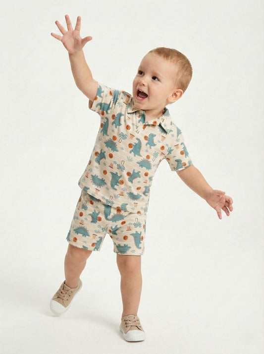 RESERVED Boys Dino Mite Polo & Shorts Set