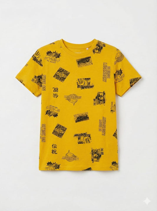 LCW Boys Graphic Print Crew Neck Cotton T-Shirt
