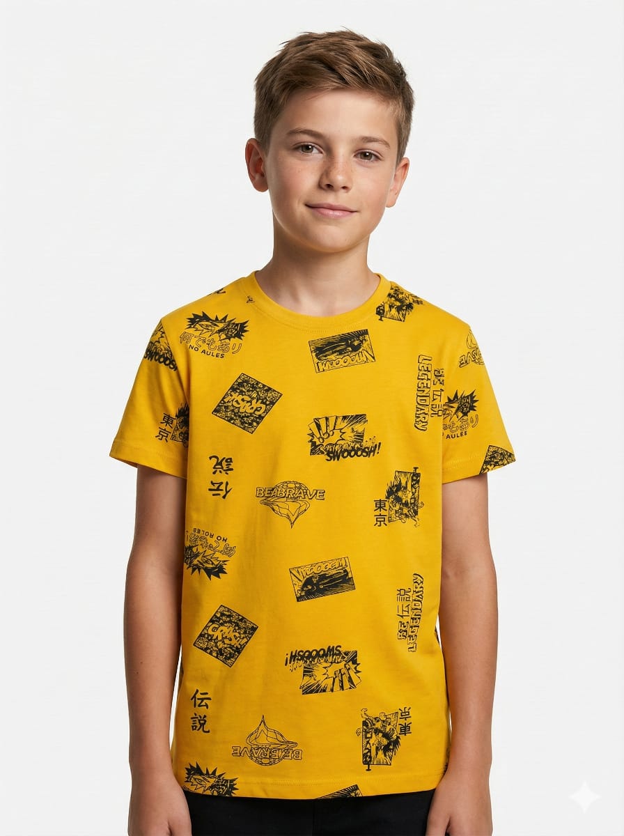 LCW Boys Graphic Print Crew Neck Cotton T-Shirt
