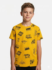 LCW Boys Graphic Print Crew Neck Cotton T-Shirt