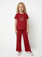 LCW Girls Positive Vibes Speckled Red Lounge Set