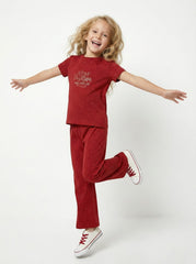 LCW Girls Positive Vibes Speckled Red Lounge Set