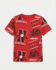 LCW Boys ATHL DEPT Graphic Print Red Crew Neck T-Shirt
