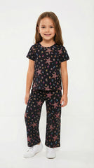 LCW Girls Star Printed Black Two Piece Set