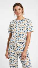 SPF Womens Abstract Print T Shirt & Wide Leg Pant Lounge Set