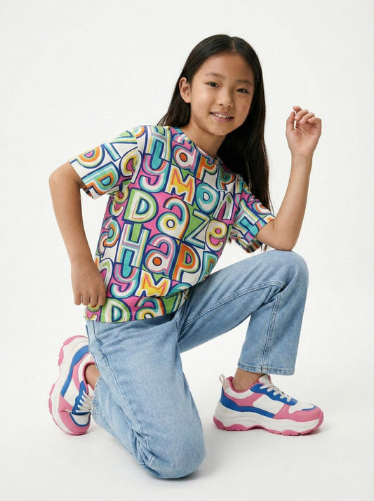 LCW Happy Daze Girls Multicolor Graphic Print T Shirt