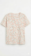 SPF Womens Floral Print Short Sleeve Crew Neck T Shirt