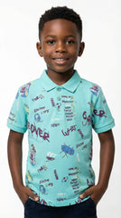 OKAIDI Boys Graphic Print Short Sleeve Polo