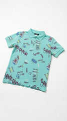 OKAIDI Boys Graphic Print Short Sleeve Polo
