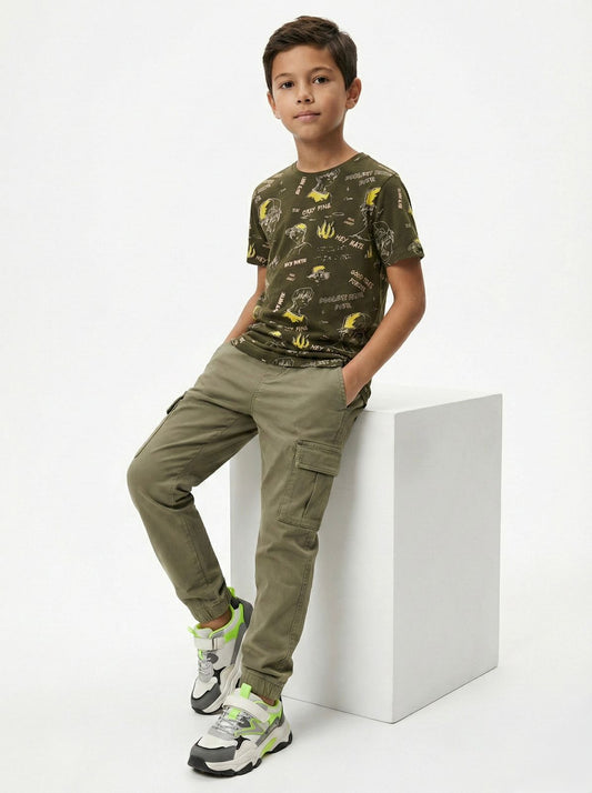 LCW Boys Graphic Print Crew Neck Short Sleeve T Shirt