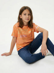 M&S Girls Metallic Print Short Sleeve T Shirt