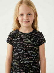 M&S The Receipt Tee Unique Allover Print Black T Shirt