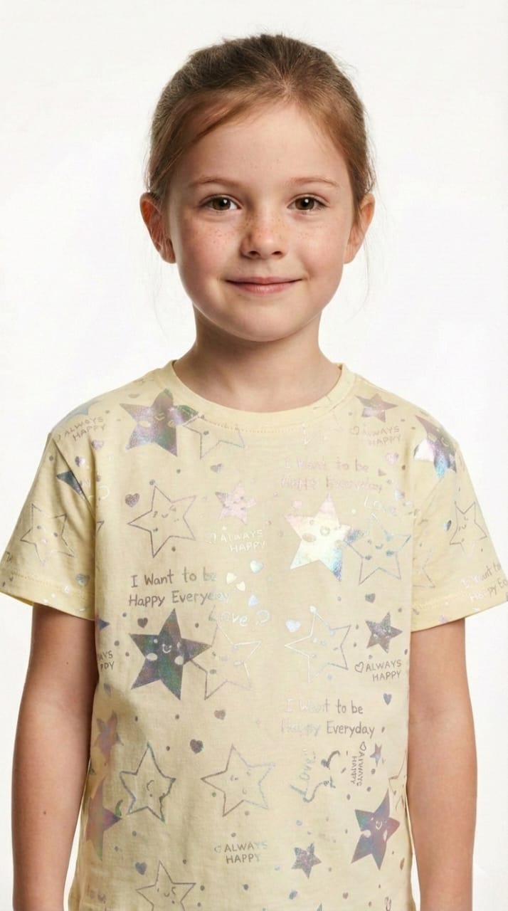 M&S Girls Happy Everyday Iridescent Star Print T Shirt