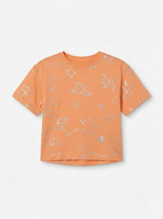 M&S Girls Peach Graphic Print T Shirt