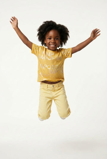 M&S Girls Impossible is Possible Metallic Print T Shirt