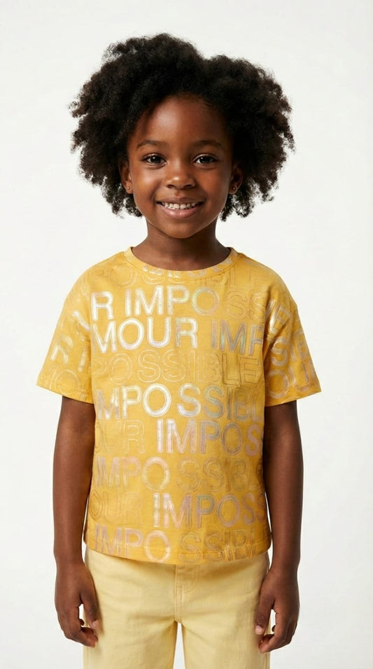 M&S Girls Impossible is Possible Metallic Print T Shirt