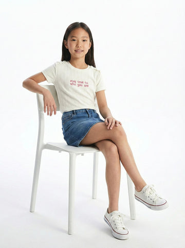 LC WAIKIKI Girls Embroided text Tee