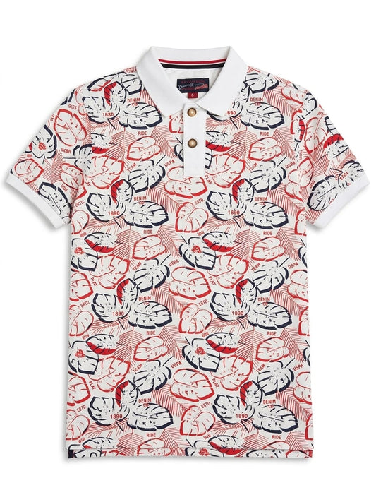 Denim Printed Cotton Regular Fit Mens Polo