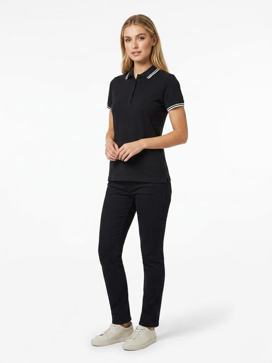 ELEVATE Women's Amarago Piping Polo - Solid Black