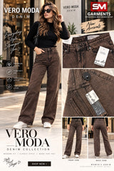 Vero Moda Women’s Brown Wide Leg Denim Jeans