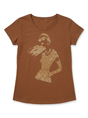 Women's Brown Short-Sleeve Sequin Graphic T-Shirt