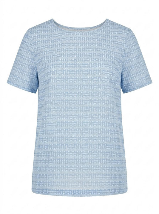 Women's Casual Blue Printed Short-Sleeve T-Shirt
