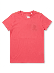 Women's Coral Pink Casual Crew Neck Short-Sleeve T-Shirt
