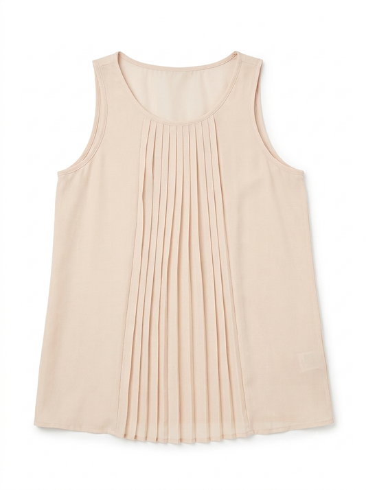 Women's Pleated Front Scoop Neck Tank Top