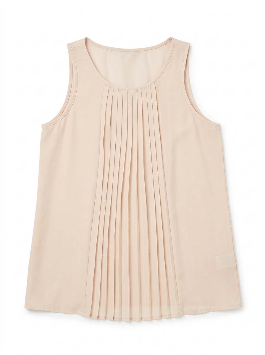 Women's Pleated Front Scoop Neck Tank Top