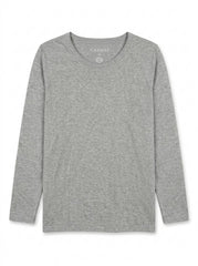 Women’s Long-Sleeve Heather Grey Round Neck Top with Rhinestone Detailing