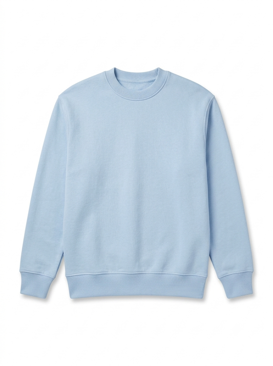 BOYS' Classic Plain Light Blue Crewneck Sweatshirt – Soft Fleece Pullover