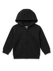 Boys' Classic Solid Black Full-Zip Fleece Hoodie