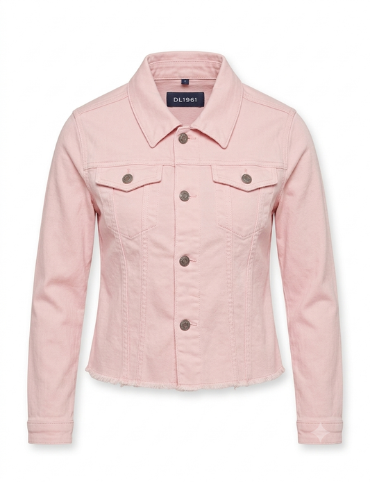 Girls' Pink Denim Jacket | Fringed Hem Outerwear