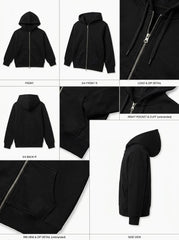 Boys Classic Full-Zip Fleece Hoodie – Essential Black Zip-Up Sweatshirt with Pocket