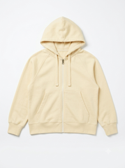Girls' Cream Fleece Zip-Up Hoodie