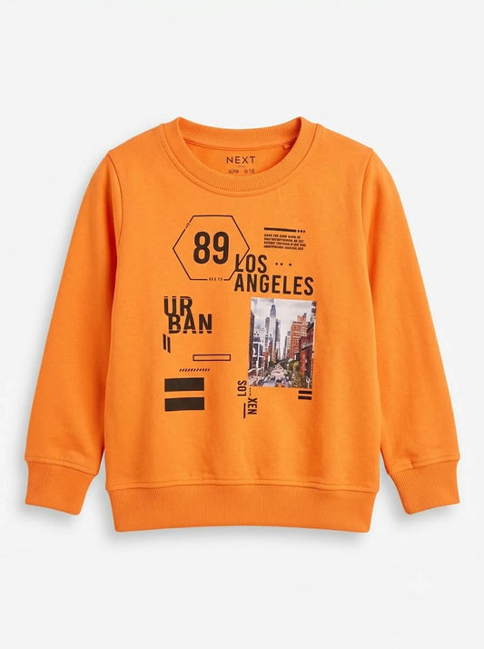 Boys Bright Orange Urban Graphic Sweatshirt