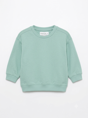 Boys’ Mint Green Plain Crewneck Sweatshirt – Soft Long-Sleeve Pullover