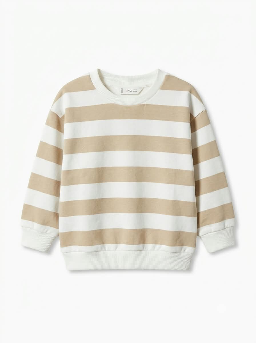 Boys Neutral Striped Long-Sleeve Sweatshirt