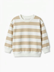 Boys Neutral Striped Long-Sleeve Sweatshirt