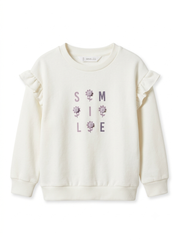 Girls Off-White Ruffle Sweatshirt | Floral Graphic Crewneck Pullover
