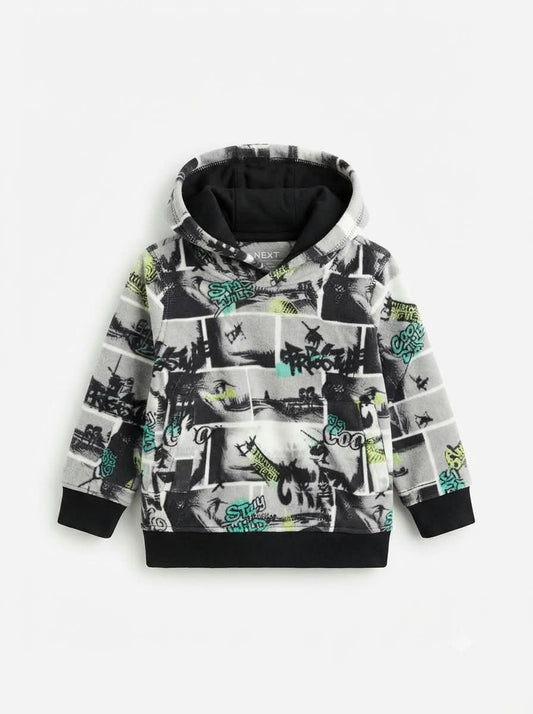 Boys Comic-Patterned Fleece Hoodie
