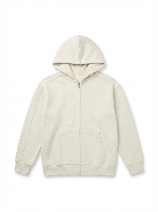 Boys' Cream Zip-Up Hoodie