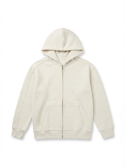 Boys' Cream Zip-Up Hoodie