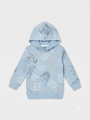 Boys Blue Dinosaur Print Hooded Sweatshirt | Cute "Dino-Mite" Casual Pullover