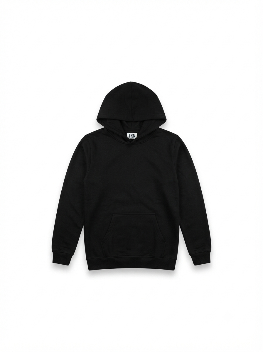 Boys' Classic Black Fleece Pullover Hoodie