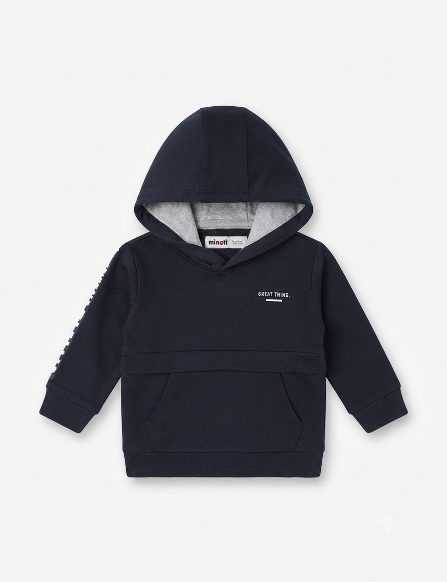 Boys Dark Graphite Graphic Hoodie with Pouch Pocket
