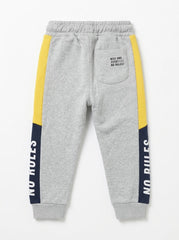 Boys' Grey Colorblock Joggers with "No Rules" Slogan