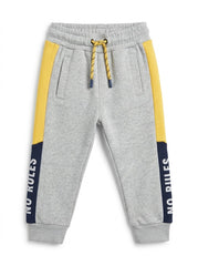 Boys' Grey Colorblock Joggers with "No Rules" Slogan